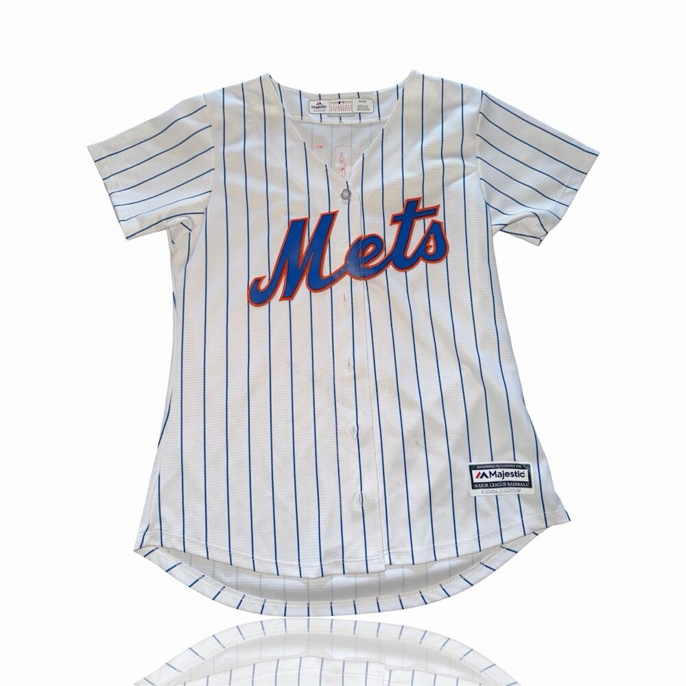 Majestic New York Mets Tim Tebow #15 Jersey Womens S White Pinstripe MLB